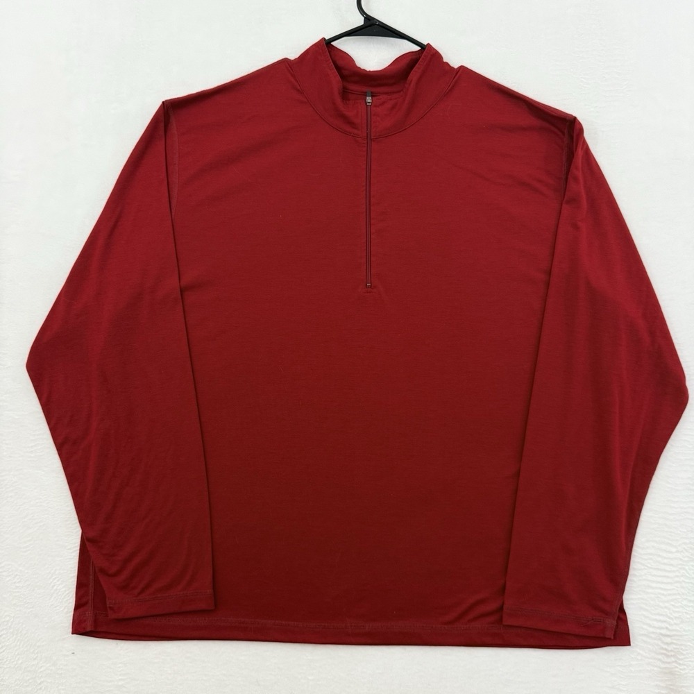 LL Bean 1/2 Zip Pullover‎ Men's 2XL Red Black Long Sleeve Running Active Pocket